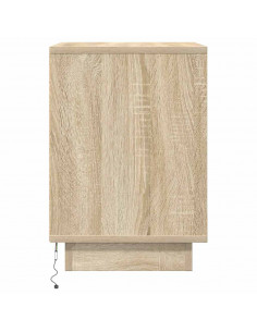 Comodino con Luci LED Rovere Sonoma 38x34x50 cm