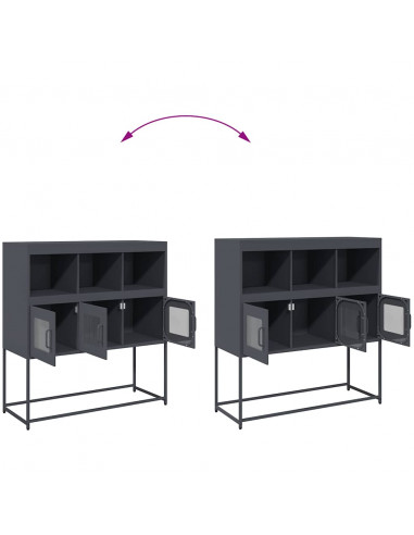 Credenza Antracite 100,5x39x107 cm in Acciaio Laminato a Freddo