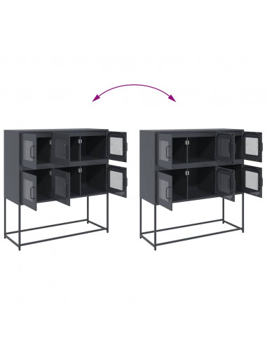 Credenza Antracite 100,5x39x107 cm in Acciaio Laminato a Freddo