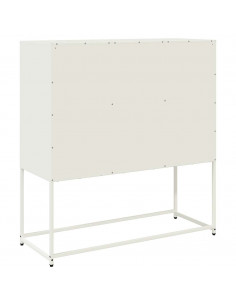 Credenza Bianca 100,5x39x107 cm in Acciaio Laminato a Freddo 2