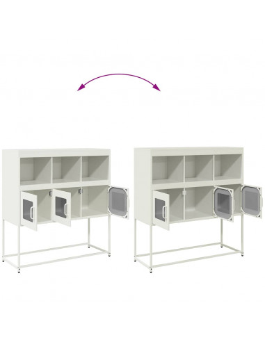 Credenza Bianca 100,5x39x107 cm in Acciaio Laminato a Freddo