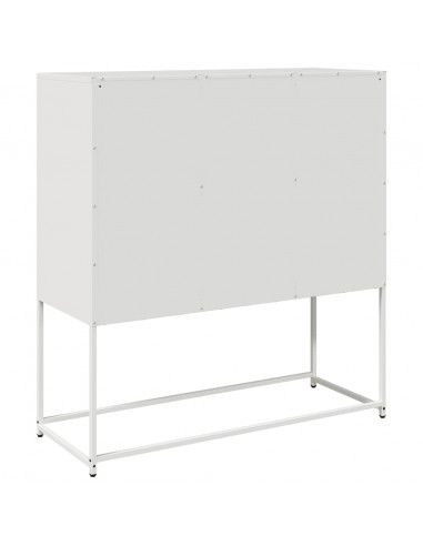 Credenza Bianca 100,5x39x107 cm in Acciaio Laminato a Freddo