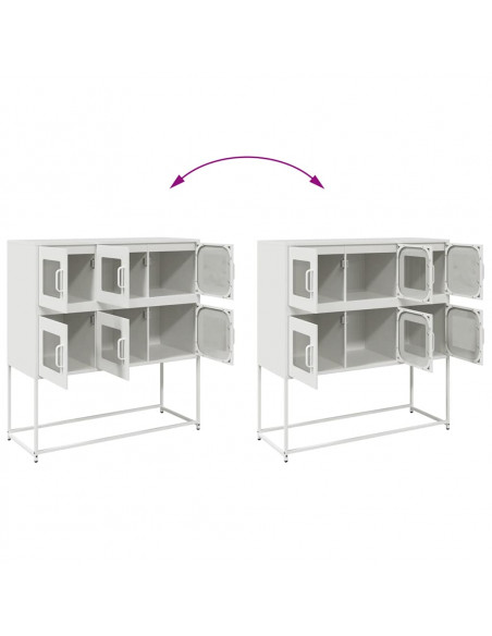 Credenza Bianca 100,5x39x107 cm in Acciaio Laminato a Freddo