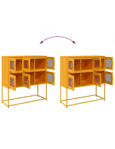 Credenza Giallo Senape 100,5x39x107cm Acciaio Laminato Freddo