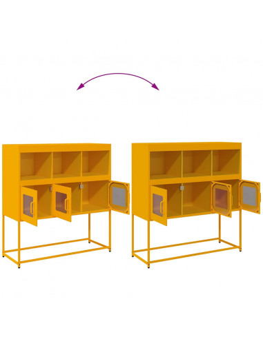 Credenza Giallo Senape 100,5x39x107cm Acciaio Laminato Freddo