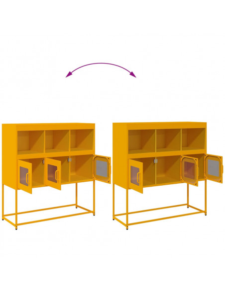 Credenza Giallo Senape 100,5x39x107cm Acciaio Laminato Freddo