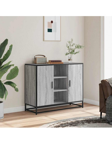 Credenza Grigio Sonoma 92x35x76 cm in Legno Multistrato