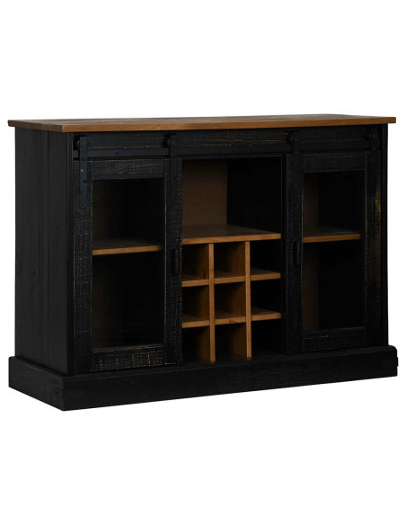 Credenza HALDEN 2 Ante Scorrevoli 112x40x80 cm Legno Massello