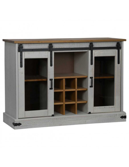 Credenza HALDEN 2 Ante Scorrevoli 112x40x80 cm Legno Massello