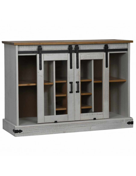 Credenza HALDEN 2 Ante Scorrevoli 112x40x80 cm Legno Massello