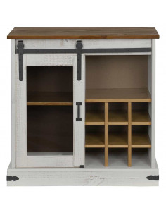 Credenza HALDEN con Anta Scorrevole 80x40x80 cm Legno Massello 2