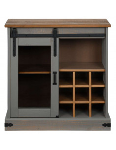 Credenza HALDEN con Anta Scorrevole 80x40x80 cm Legno Massello 2