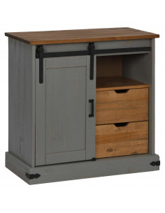 Credenza HALDEN con Anta Scorrevole 80x40x80 cm Legno Massello