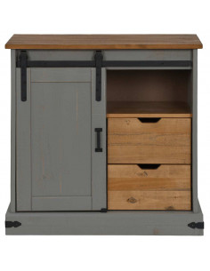 Credenza HALDEN con Anta Scorrevole 80x40x80 cm Legno Massello 2