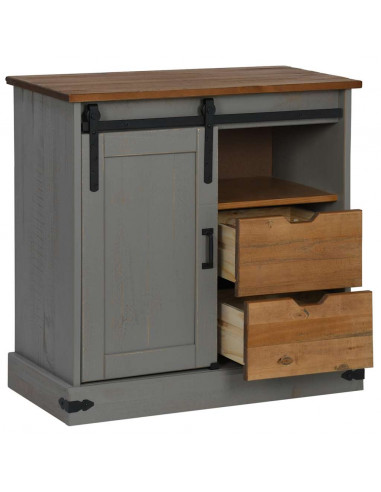 Credenza HALDEN con Anta Scorrevole 80x40x80 cm Legno Massello