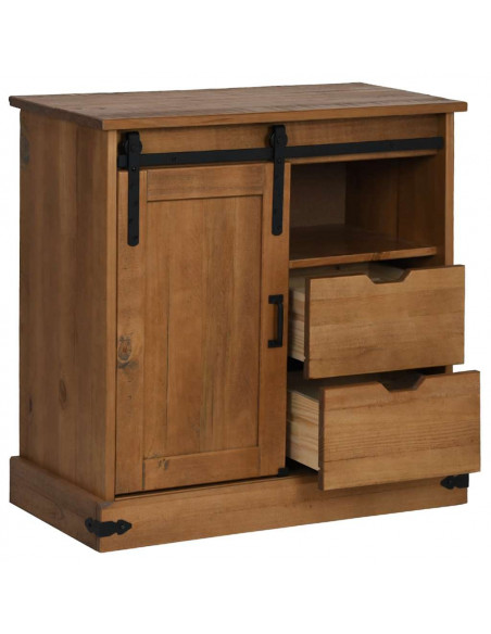 Credenza HALDEN con Anta Scorrevole 80x40x80 cm Legno Massello