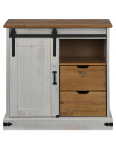 Credenza HALDEN con Anta Scorrevole 80x40x80 cm Legno Massello 2
