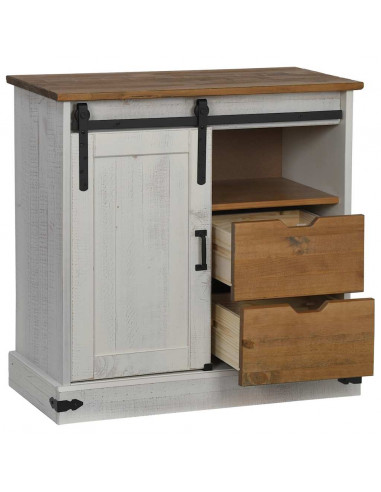 Credenza HALDEN con Anta Scorrevole 80x40x80 cm Legno Massello