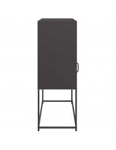 Credenza Nera 100,5x39x107 cm in Acciaio Laminato a Freddo