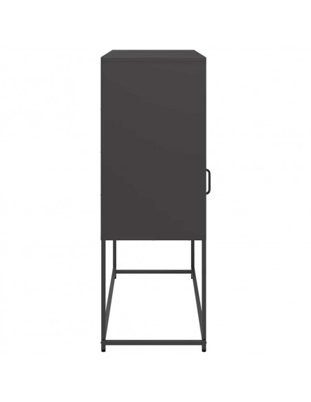 Credenza Nera 100,5x39x107 cm in Acciaio Laminato a Freddo