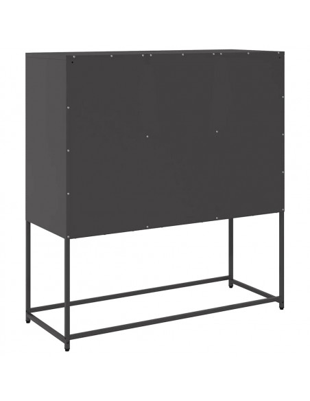 Credenza Nera 100,5x39x107 cm in Acciaio Laminato a Freddo