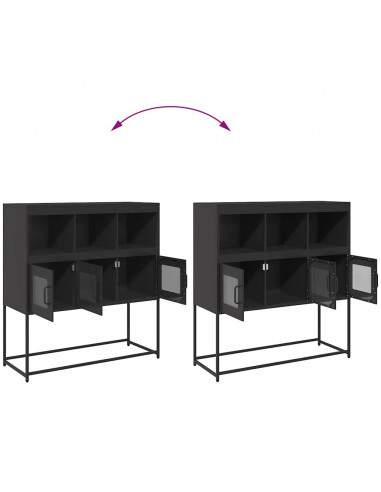 Credenza Nera 100,5x39x107 cm in Acciaio Laminato a Freddo