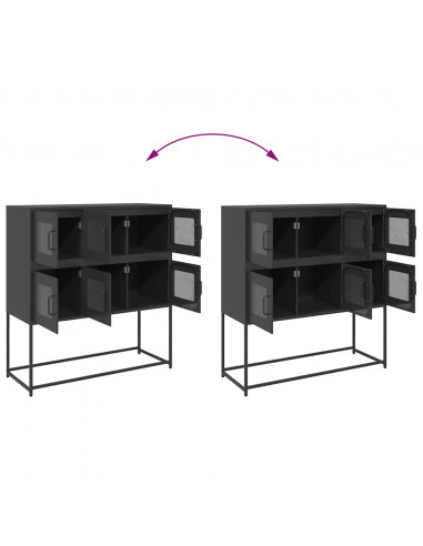 Credenza Nera 100,5x39x107 cm in Acciaio Laminato a Freddo