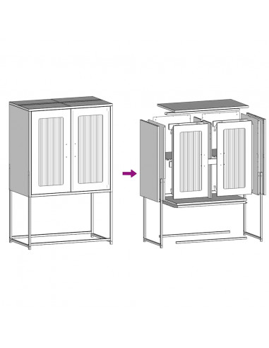 Credenza Nera 68x39x107 cm in Acciaio