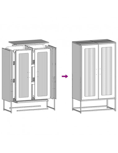Credenza Nera 68x39x123 cm in Acciaio