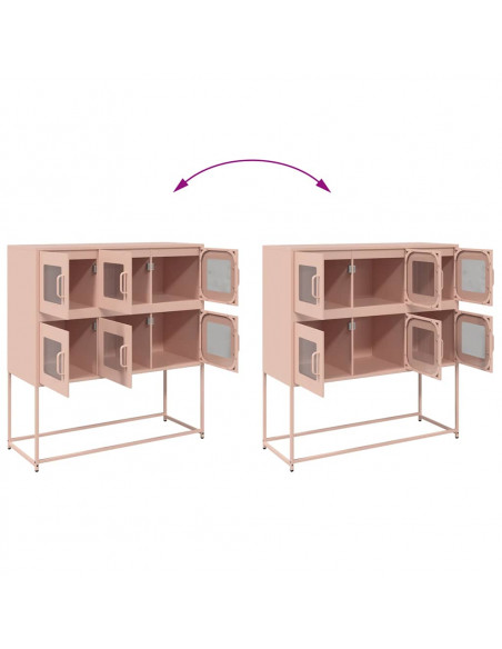 Credenza Rosa 100,5x39x107 cm in Acciaio Laminato a Freddo