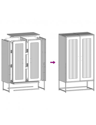 Credenza Rosa 68x39x123 cm in Acciaio