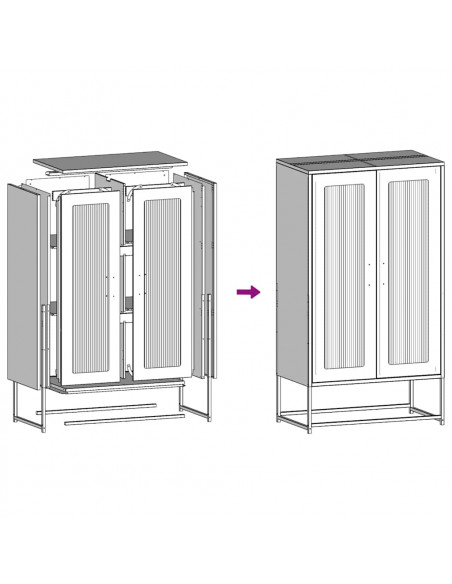 Credenza Rosa 68x39x123 cm in Acciaio
