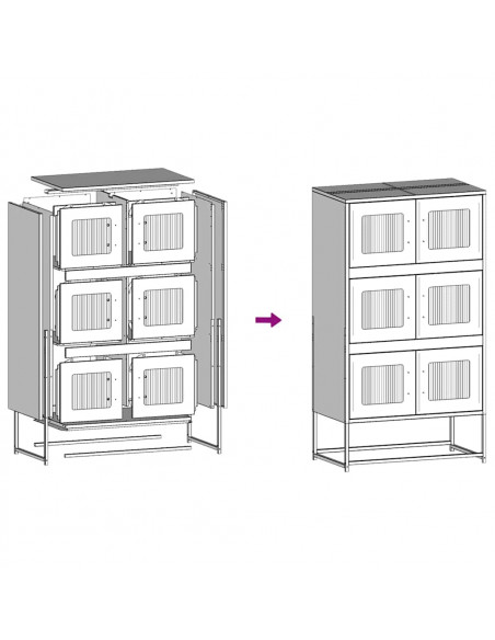 Credenza Rosa 68x39x123 cm in Acciaio