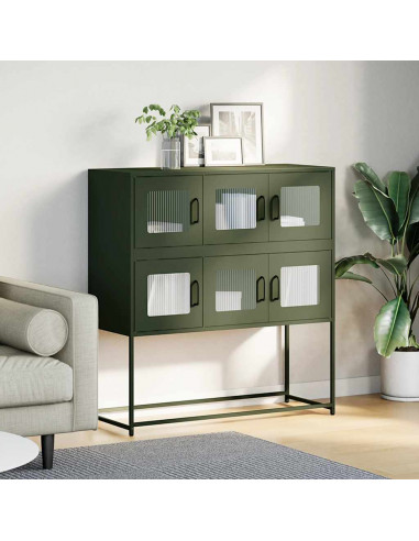 Credenza Verde Oliva 100,5x39x107 cm Acciaio Laminato a Freddo