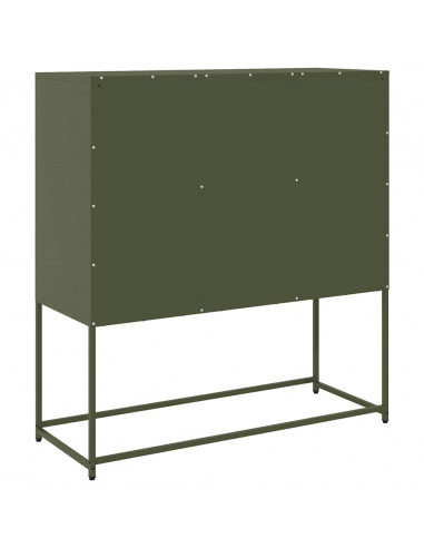 Credenza Verde Oliva 100,5x39x107 cm Acciaio Laminato a Freddo
