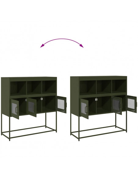 Credenza Verde Oliva 100,5x39x107 cm Acciaio Laminato a Freddo