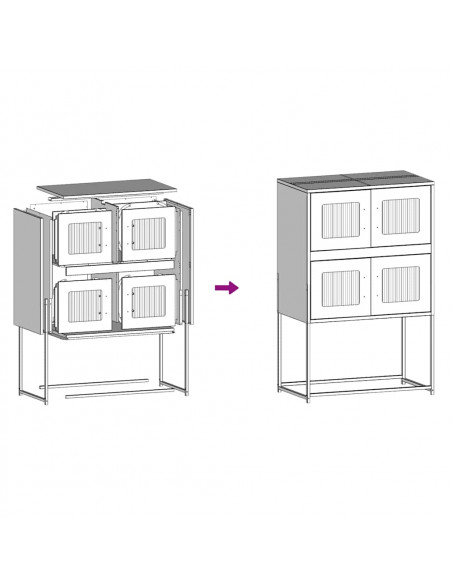 Credenza Verde Oliva 68x39x107 cm in Acciaio