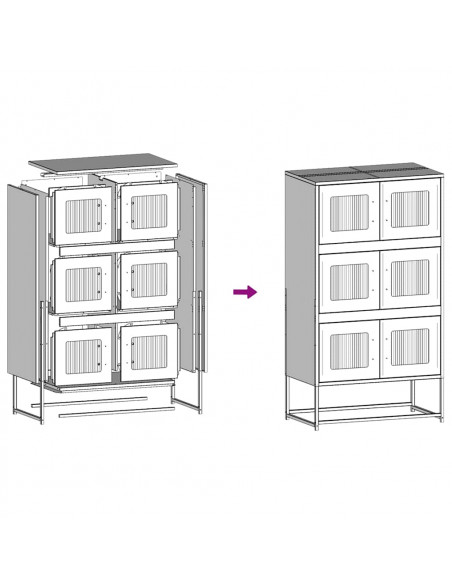 Credenza Verde Oliva 68x39x123 cm in Acciaio