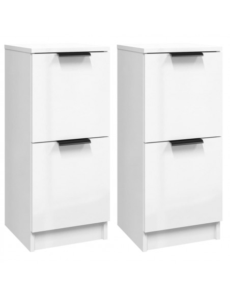 Credenze 2 pz Bianco Lucido 30x30x70 cm in Legno Multistrato
