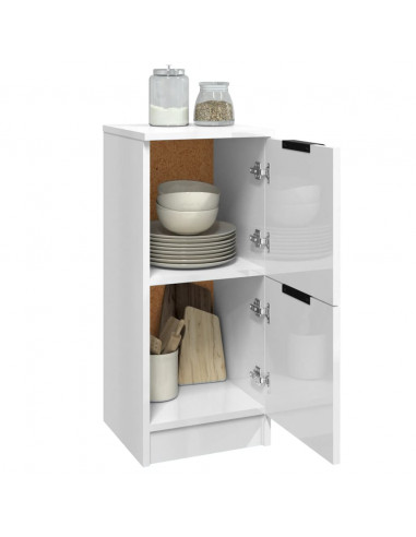 Credenze 2 pz Bianco Lucido 30x30x70 cm in Legno Multistrato