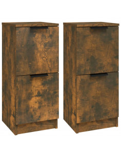 Credenze 2 pz Rovere Fumo 30x30x70 cm in Legno Multistrato