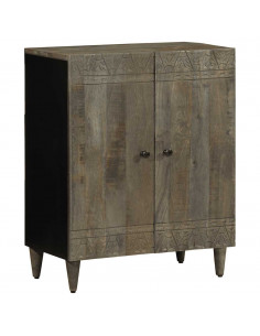 Credenze 3 pz Grigio Chiaro 60x33,5x75 cm Legno Massello Mango