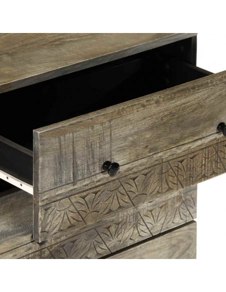 Credenze 3 pz Grigio Chiaro 60x33,5x75 cm Legno Massello Mango