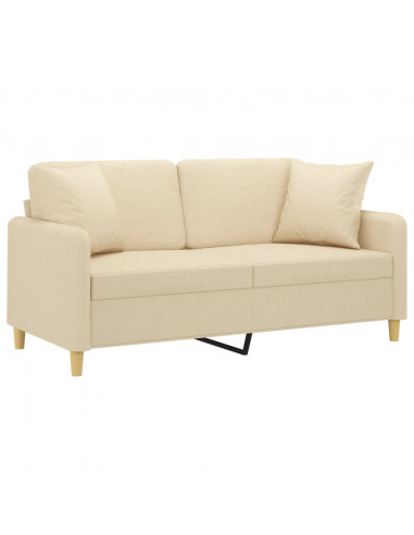 Divano a 2 Posti con Cuscini Crema 140 cm in Tessuto