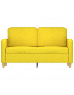 Divano a 2 Posti Giallo Chiaro 120 cm in Tessuto 2