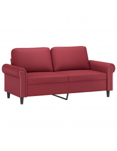 Divano a 2 Posti Rosso Vino 140 cm in Similpelle