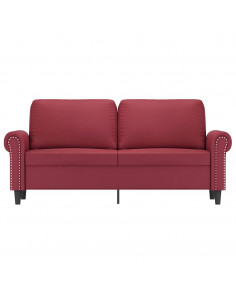 Divano a 2 Posti Rosso Vino 140 cm in Similpelle 2