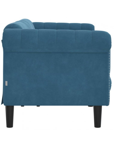 Divano a 3 Posti Blu in Velluto