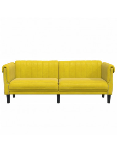 Divano a 3 Posti Giallo in Velluto