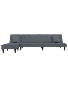 Divano Letto a L Grigio Scuro 255x140x70 cm in Velluto 2